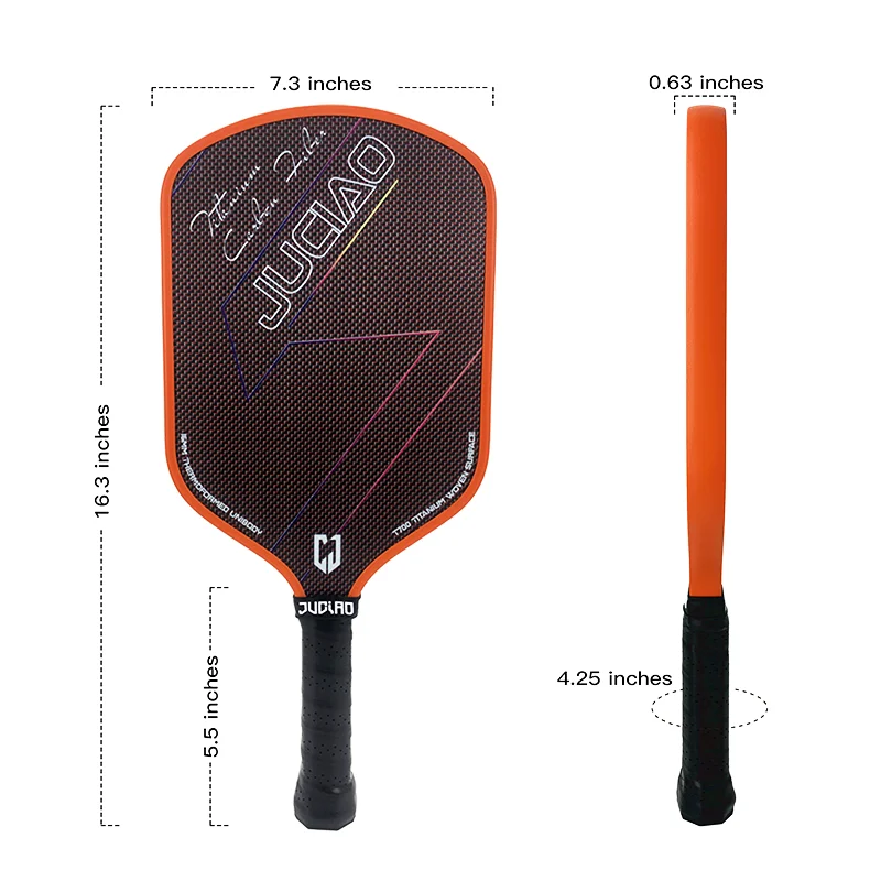 JUCIAO T-Titanium Pickleball Paddle Carbon Fiber Pickleballs For Spin And Control Foam  Injected Edges Thermoformed Pickleball